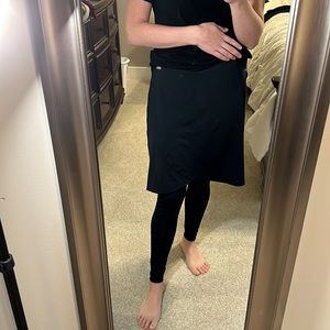 Snoga Athletics Black Faux Wrap Skirted Leggings